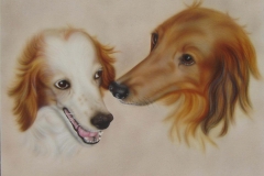 spaniel-honden-fokkie-en-idefix op Doek 50x60 cm