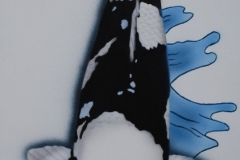 Japanse Koi Shiro Utsuri op Trespa 30x85 cm