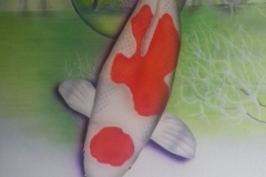 Japanse-Koi-Kohaku op Trespa 50x60 cm
