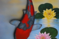 Japanse-koi-Goshiki op Trespa 50x60 cm