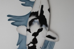Japanse-koi-Shiro-Utsuri-op-trespa 50x60 cm