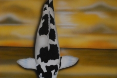 Japanse-koi-Shiro-Utsuri op Trespa 50x60 cm