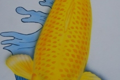 Japanse-koi-Yamabuki-op-Trespa 30x85 cm