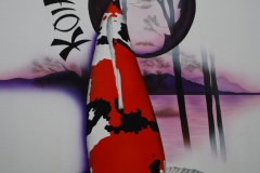 Japanse-koi-showa-sanshoku-op-hout 80x100 cm