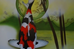 Japanse-koi-showa op Trespa 50x60 cm