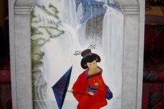 japans-tafereel-geisha op Hout 60x120 cm