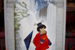 japans-tafereel-geisha op Hout 60x120 cm